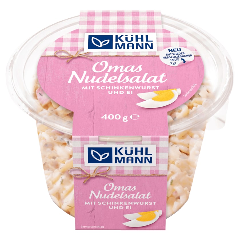 Kühlmann Omas Nudelsalat mit Schinkenwurst und Ei 400g